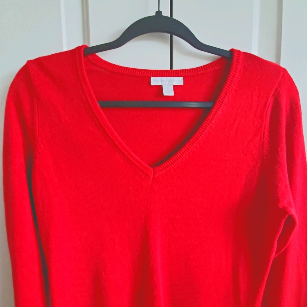 Bright Red V-neck Sweater